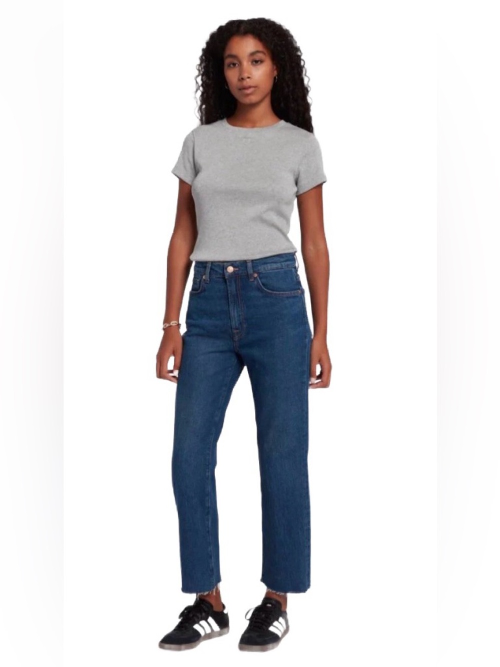 7 For All Mankind Logan Stovepipe Blue Bell Raw Hem Size 27  Inseam 26 1/2